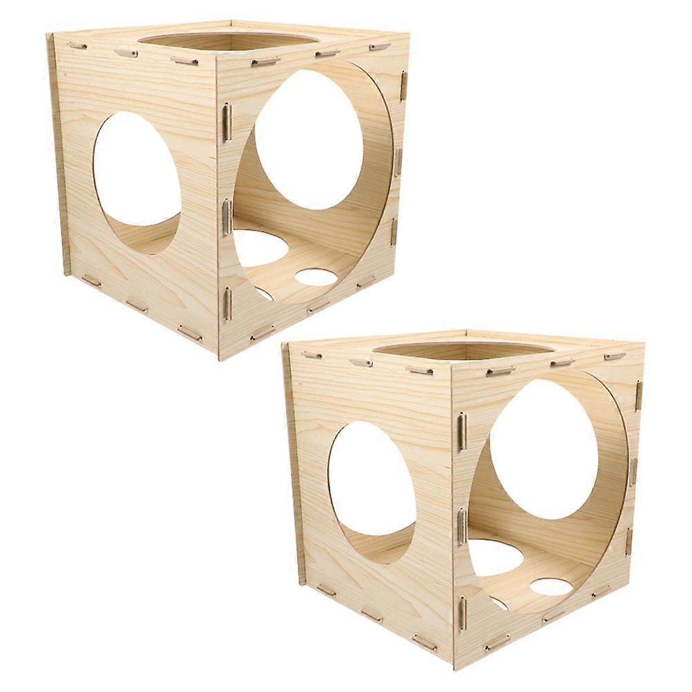 Balloon Sizer Collapsible Wood Cube for Balloon Measurement 2Pcs Kit