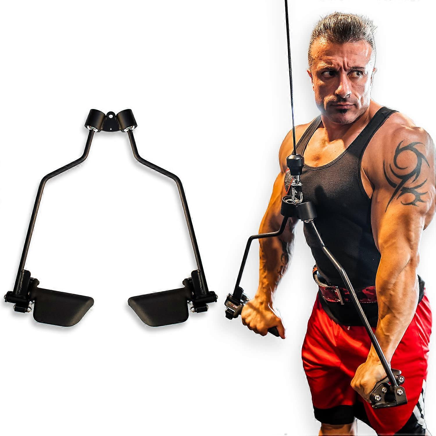 Steel Cable Handle for Pulley Machines with Ergonomic Non‑Slip Grip and Carabiner for Triceps, Biceps, Back, Shoulders