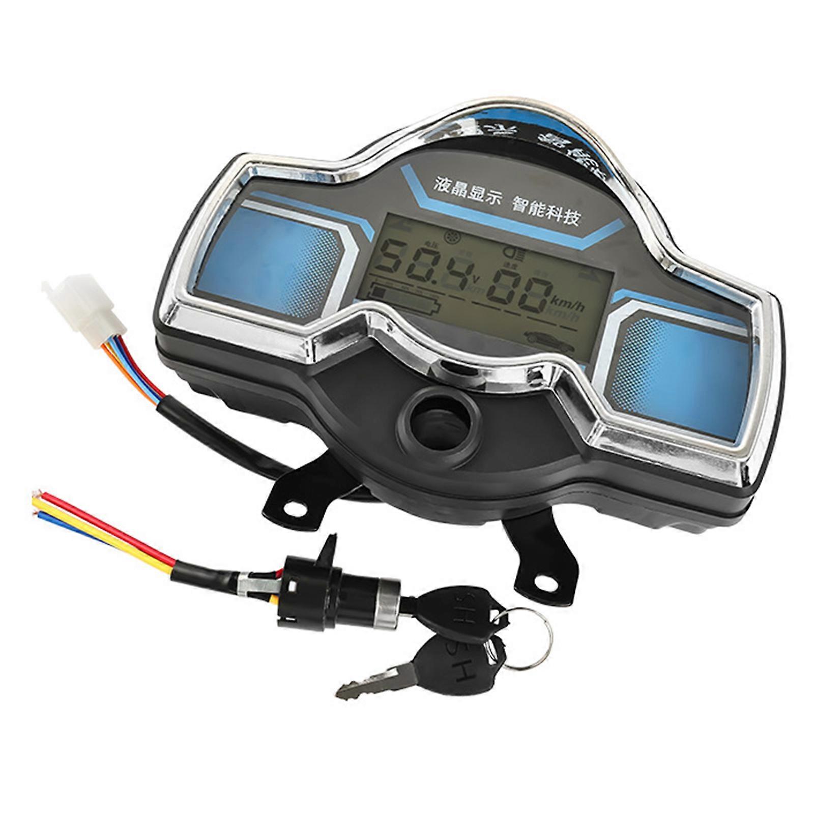 Universal 48V 60V 72V Electric Tricycle LCD Meter Waterproof Display with Speed Battery Mileage Monitoring for Bike Multicolor