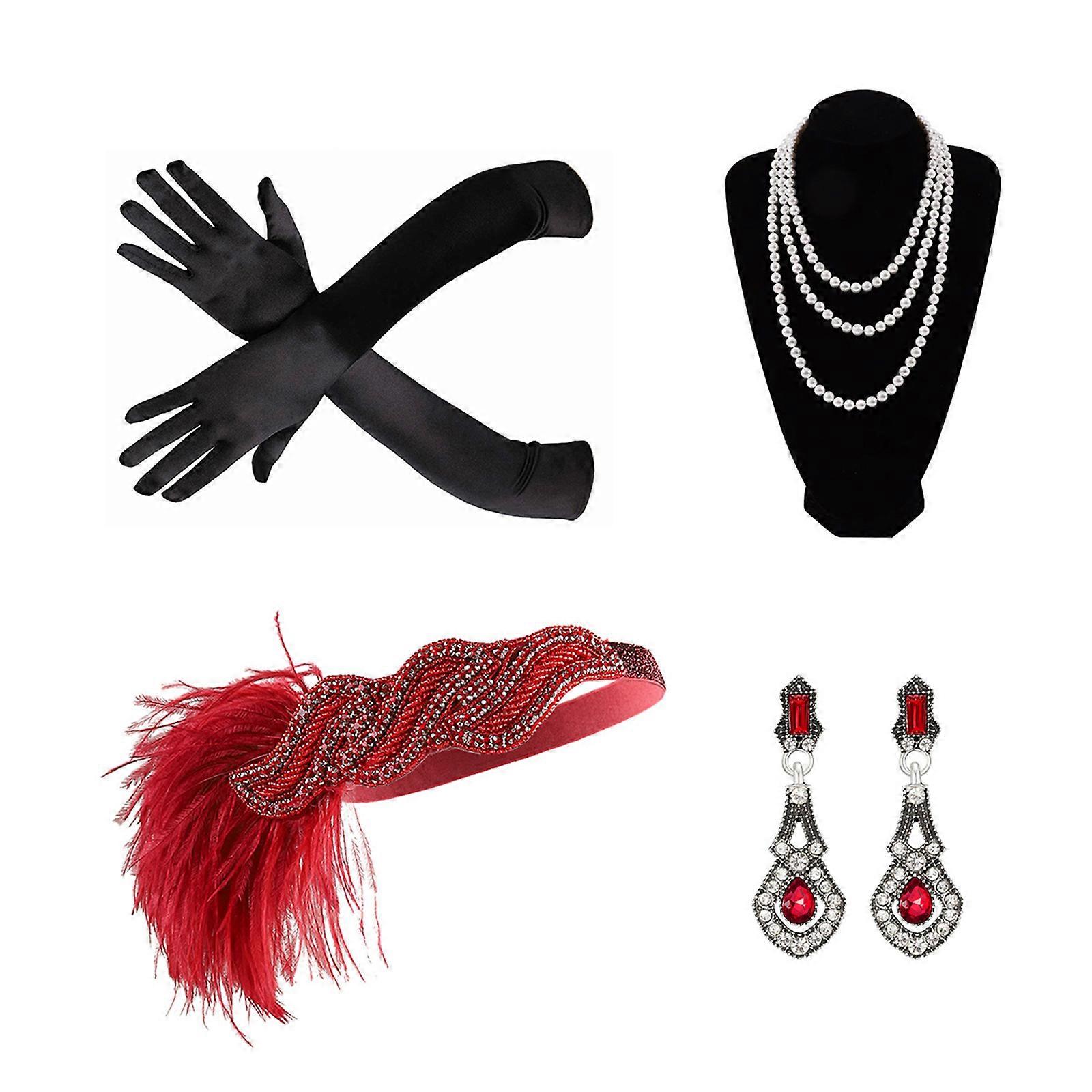 Additional Costume Set For Pretend Globes And Themed Parties With Copy Beads Mixture Accessories Easy To Wear Permanent Fabric  Red