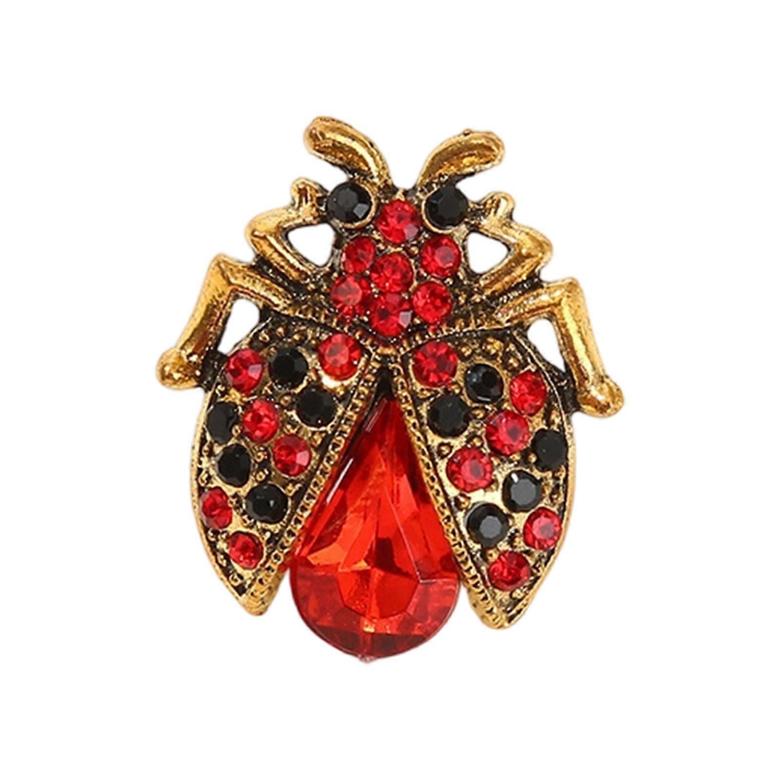 Sparkling Rhinestones Gogga Brooch Laple Pin With Secure Lock Clasp For Evening Event And Daily Accessories  Silver Red