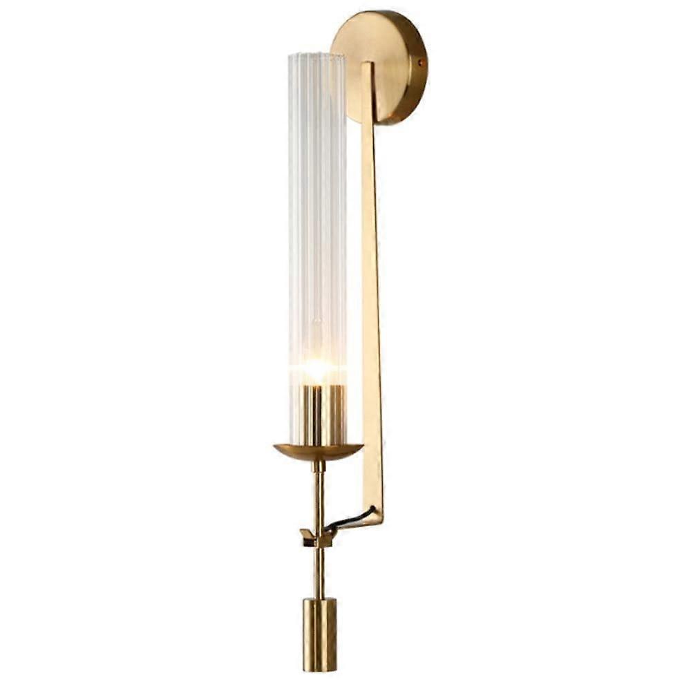 Vintage Bathroom Wall Sconces E26/E27 Socket, Clear Glass Shade, Wall Mounted Lamp Copper Finish
