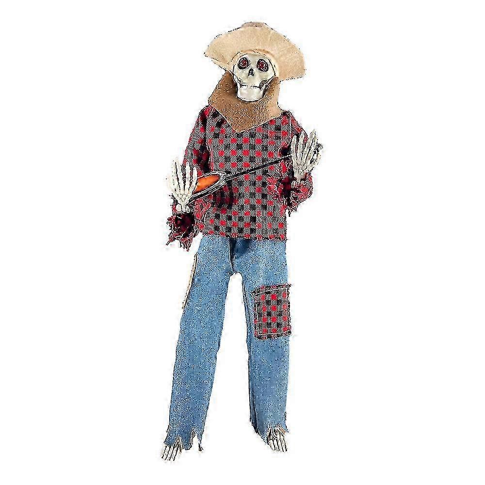 Halloween Funny Animated Duel Banjo Skeletons Movable Luminous Skull Statue