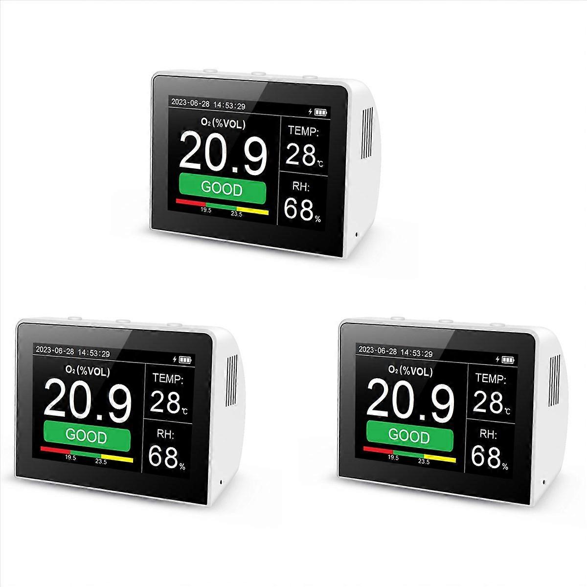3X Handheld Oxygen Concentration Detector Temperature and Humidity Detection Oxygen Detector Oxygen 