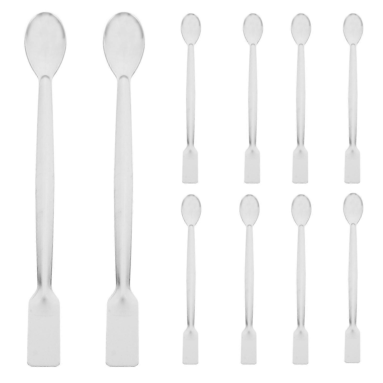 Double Ended Spoon for Reagent Sampling 10Pcs Stainless Steel