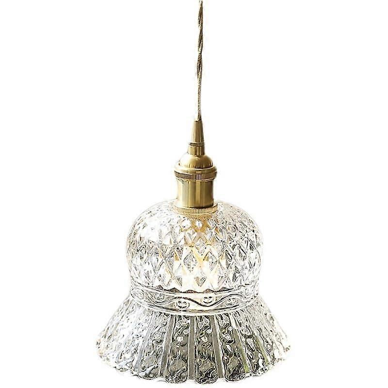 Clear Glass Pendant Light with E26/E27 Copper Base, Adjustable Height, 15x12cm for Kitchen Island