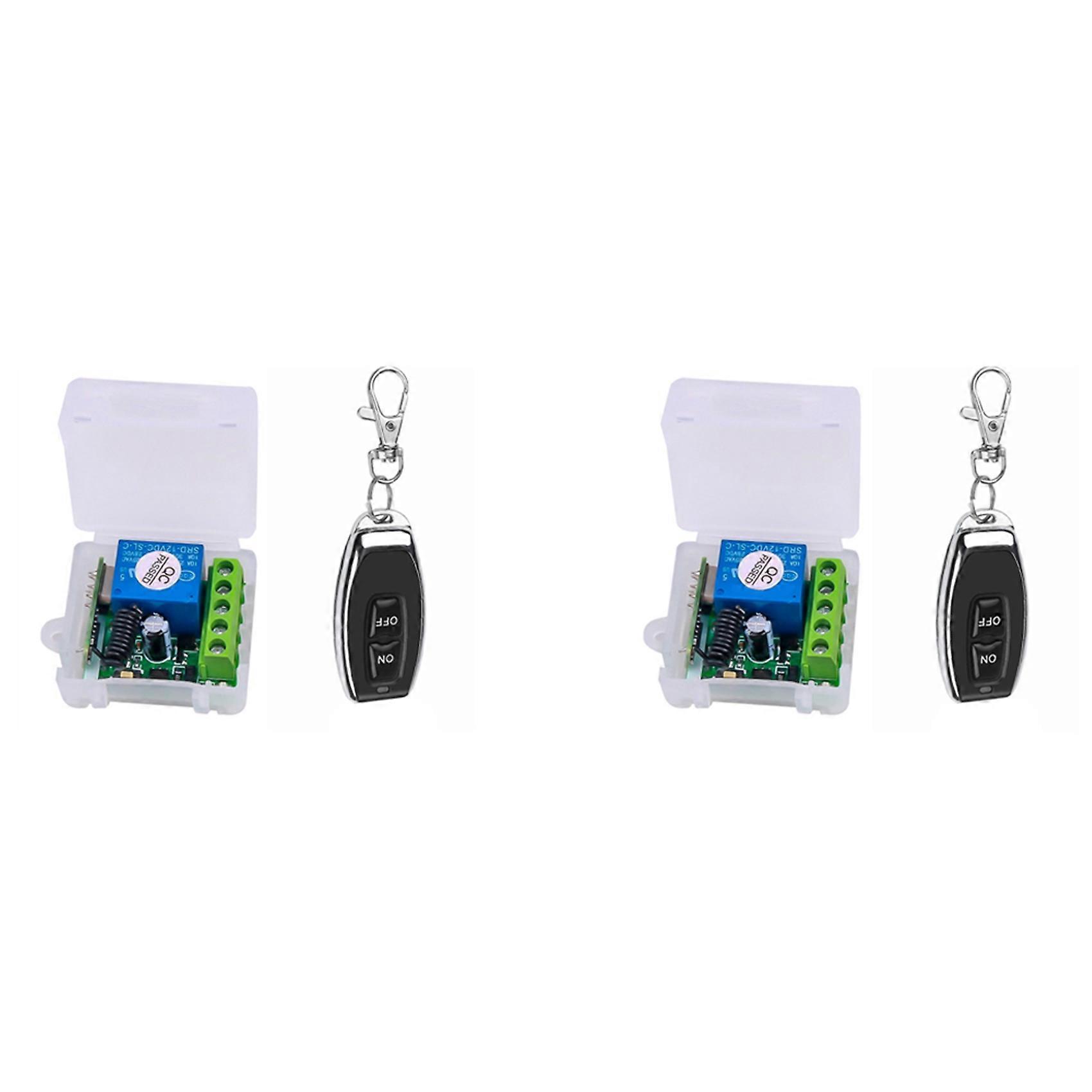 2X DC 12V Single Channel Relay Module Universal Wireless Switch RF Relay Receiver + 2 Remote Controller