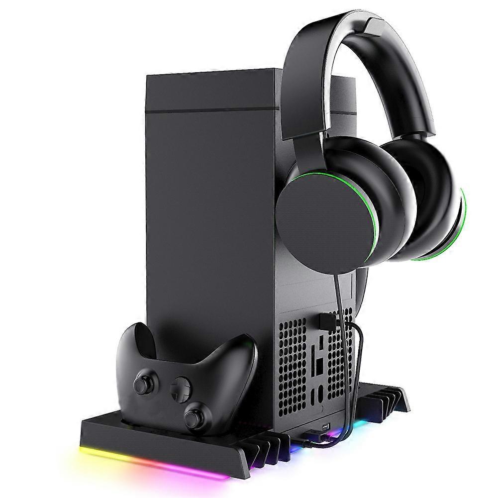Cooling Fan Stand&Charging Station for Xbox Series X Console Controller with RGB Color Light Storage with Fan System