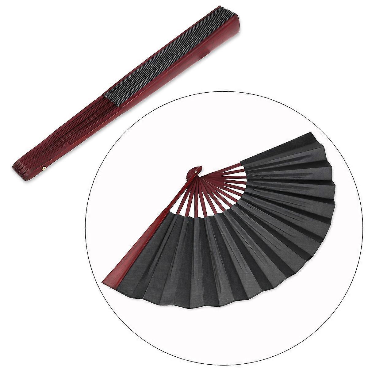 FENICAL Erkekler Katlanabilir Bambu Boş Fan Düğün Parti Hediyesi (Siyah)