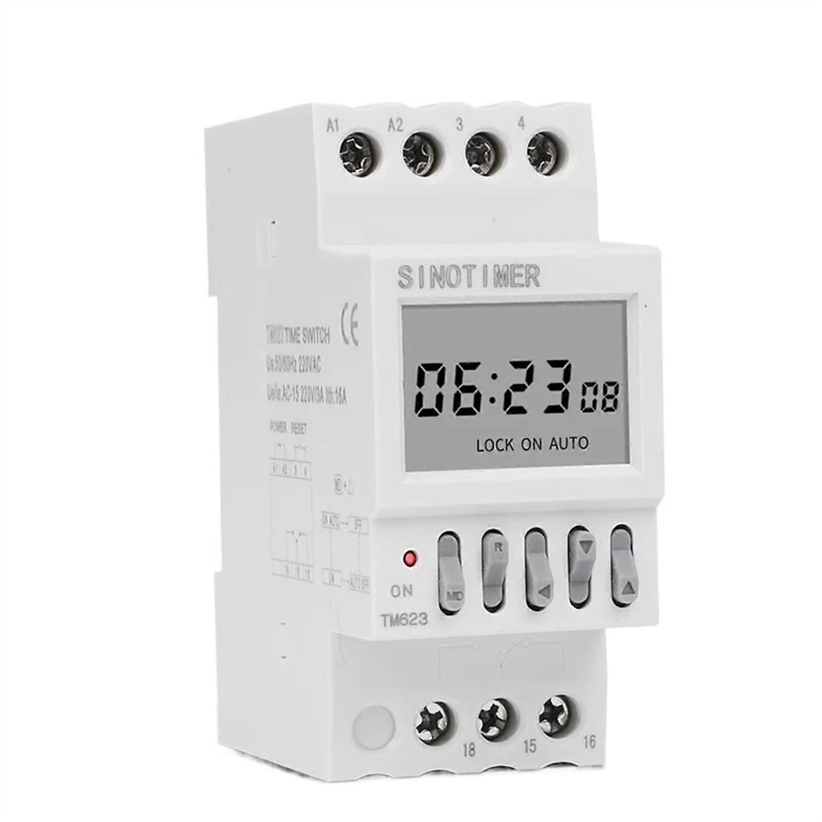 AC 220V Din Rail Digital Programmable Timer Switch 7 Day Waterproof Energy Saving for Outdoor Lights