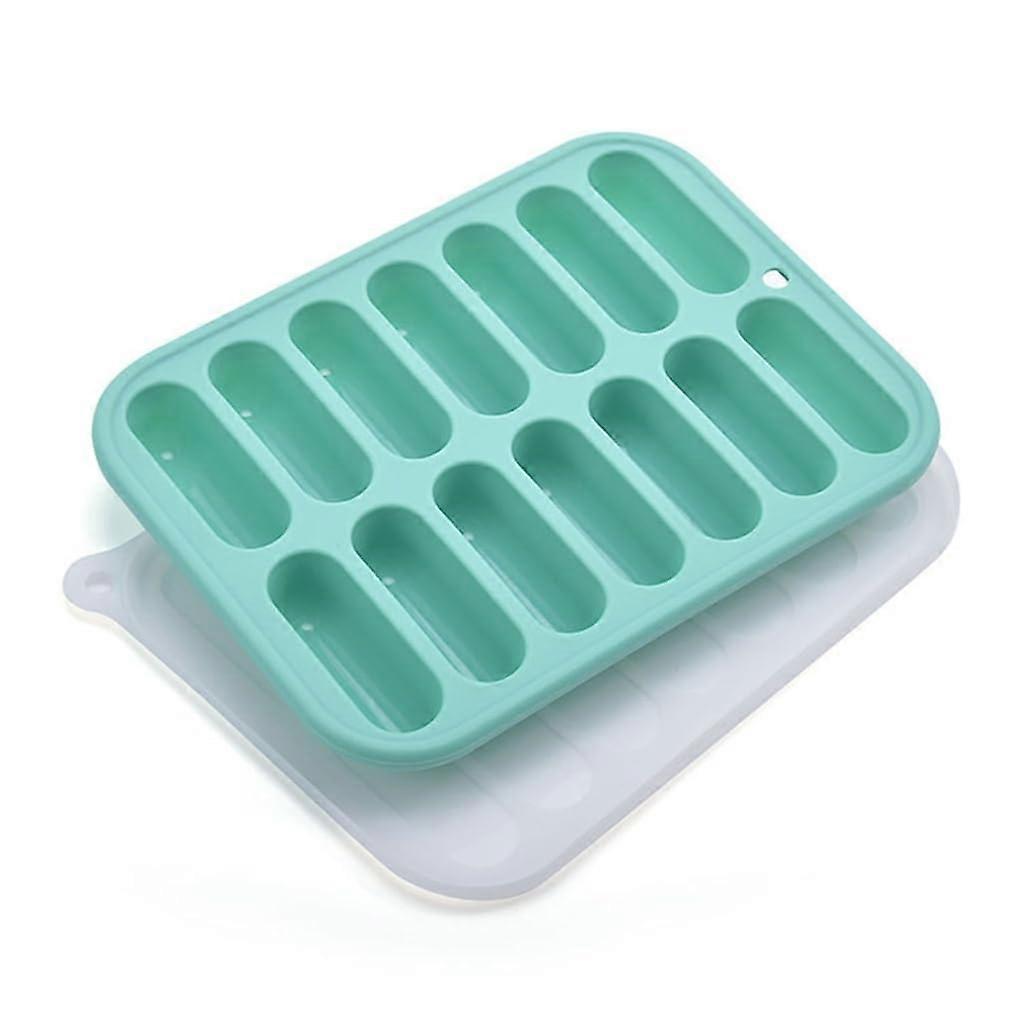 Silicone Ice Cube Tray with Lid Leakproof 14 Cavities Easy Release Mold for Freezer Snacks Sausages