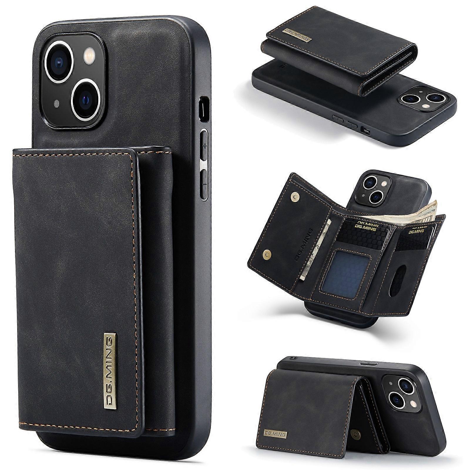 DG.MING M1 Series 3-Fold Multi Card Wallet Leather Phone Case