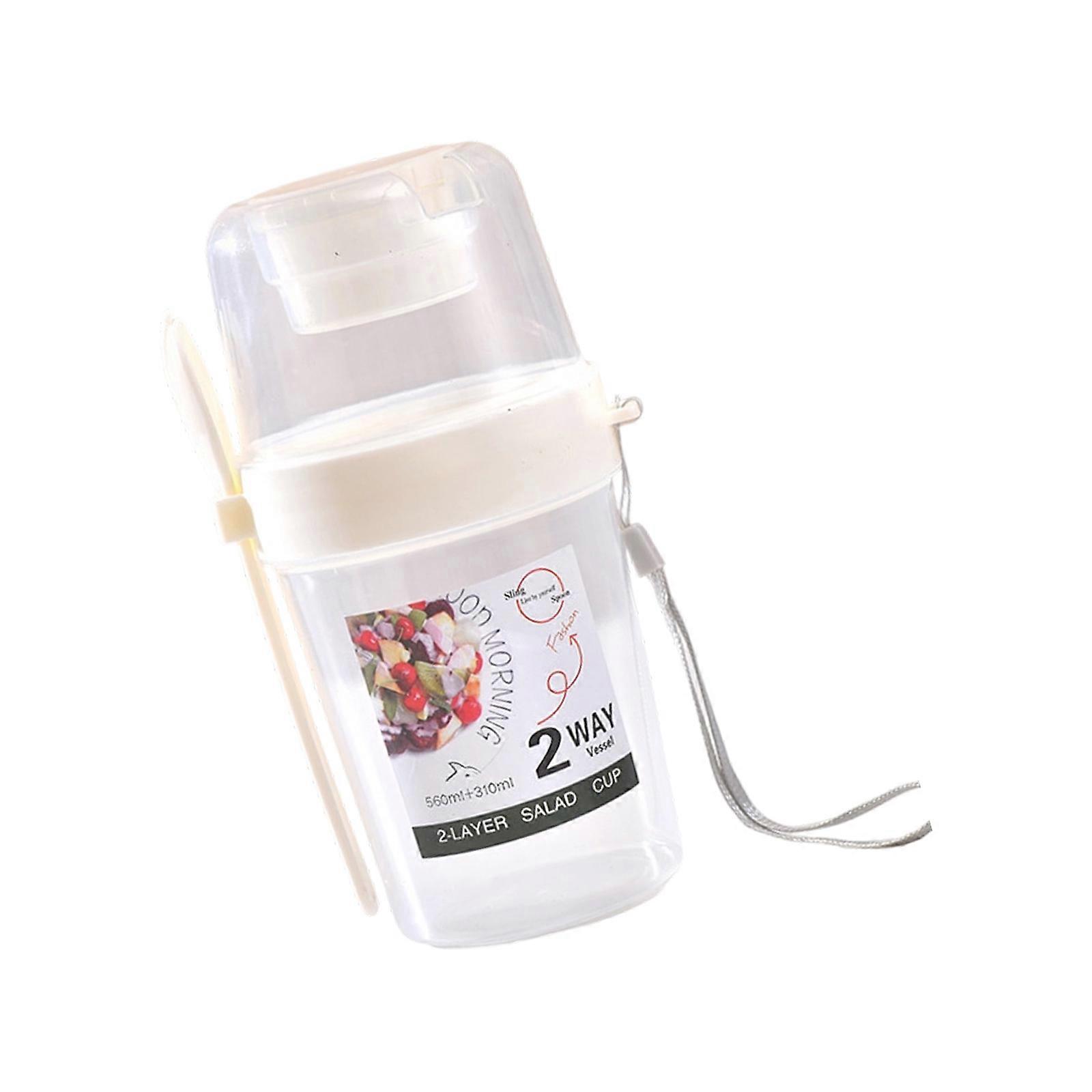 Leak Proof Salad Container Double Compartment Design for Sauce and Salad Separation PP Materials User Friendly  White