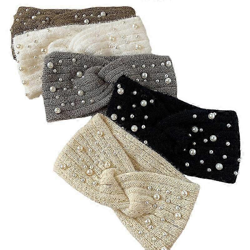 5pcs Femmes Perle Bandeau Spirale Double