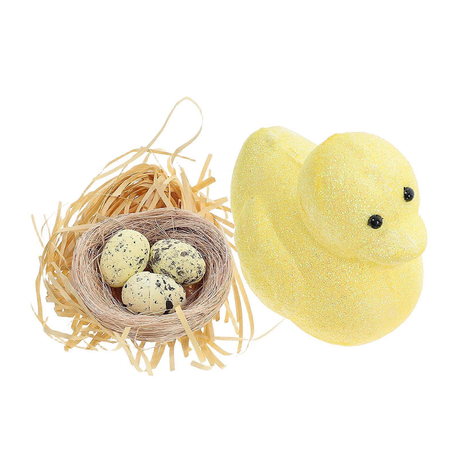 Easter Duck Decor Simulated Eggs and Nest for Party Use