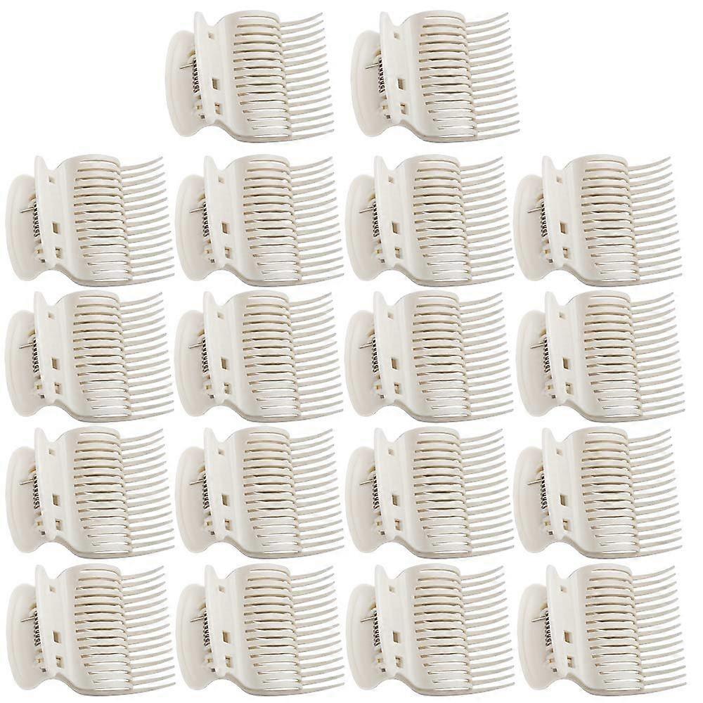 18pcs Hot Roller Clips Plastic Hair Curler Claw for Small Medium Large Jumbo Rollers White