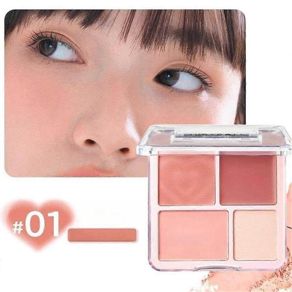 Four-Color Blush And Highlighter Palette For Contouring And Face Sculpting With Smooth Matte Finish