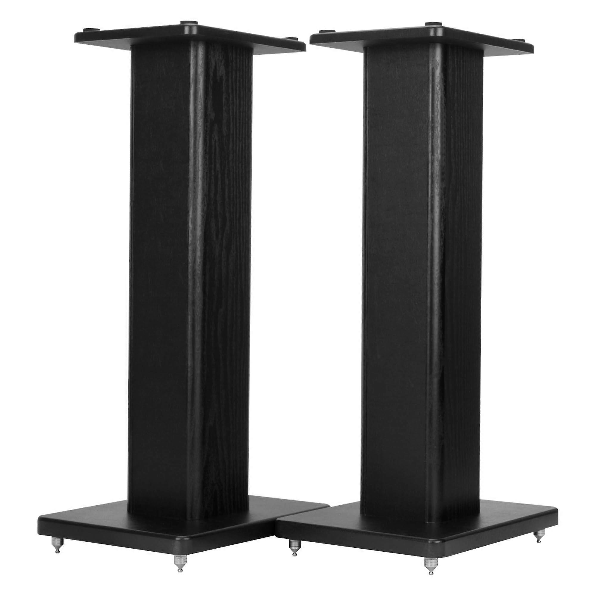 Wood Grain Bookshelf Speaker Stands 24 Inch Pair with SandFill Stability for Home Theater