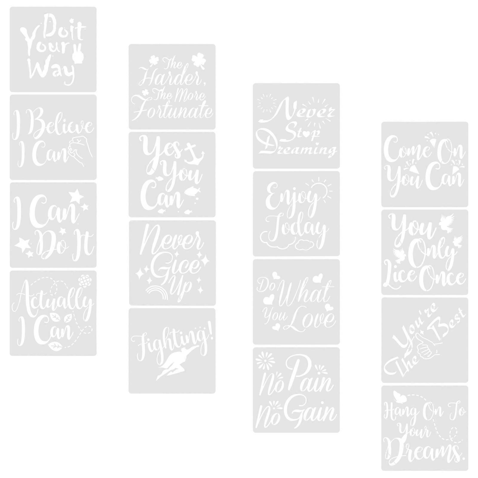 Multi-Function Painting Stencils Inspirational Word for DIY 64Pcs Plastic