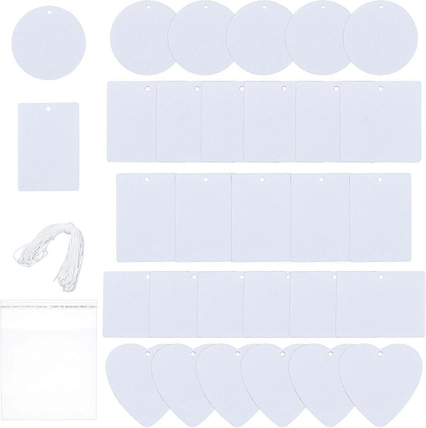 Air Freshener Sheets 90Pcs Sublimation Air Freshener Blanks Heart Sqaure Rectangle Flat Round Air Freshener White Fragrant Sheets for Car Interior Use