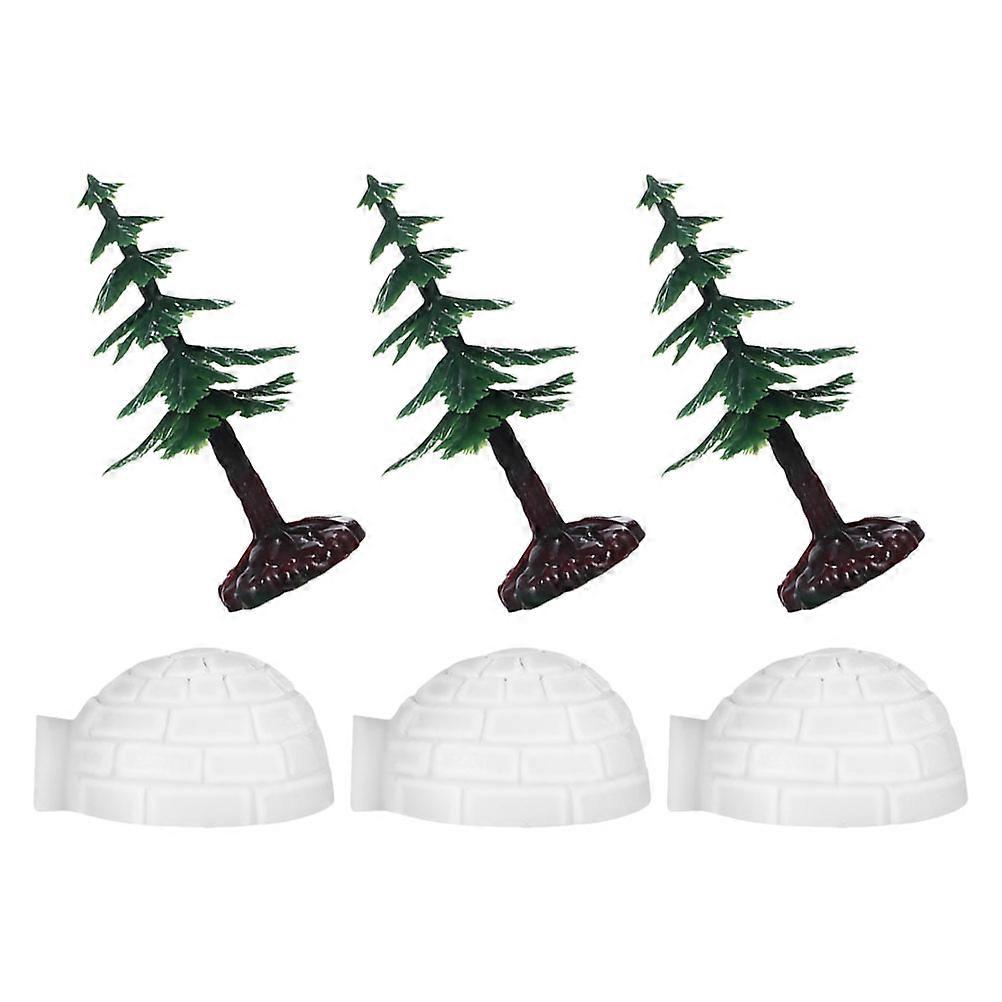 Miniature Christmas Tree and Igloo Model for Tabletop Decor 6Pcs
