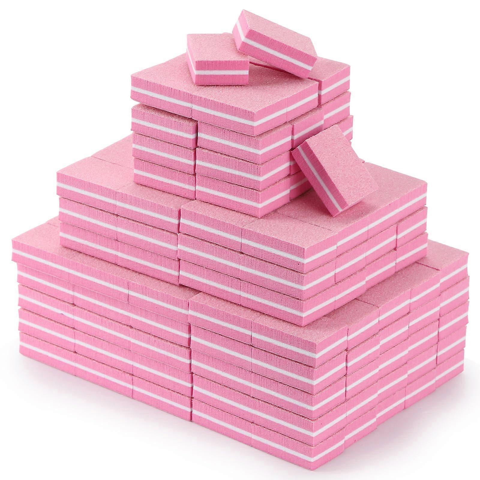 Nail Buffer Blocks 200pcs Mini 100/180 Grit Dual Grit for Natural Nails Professional Pink