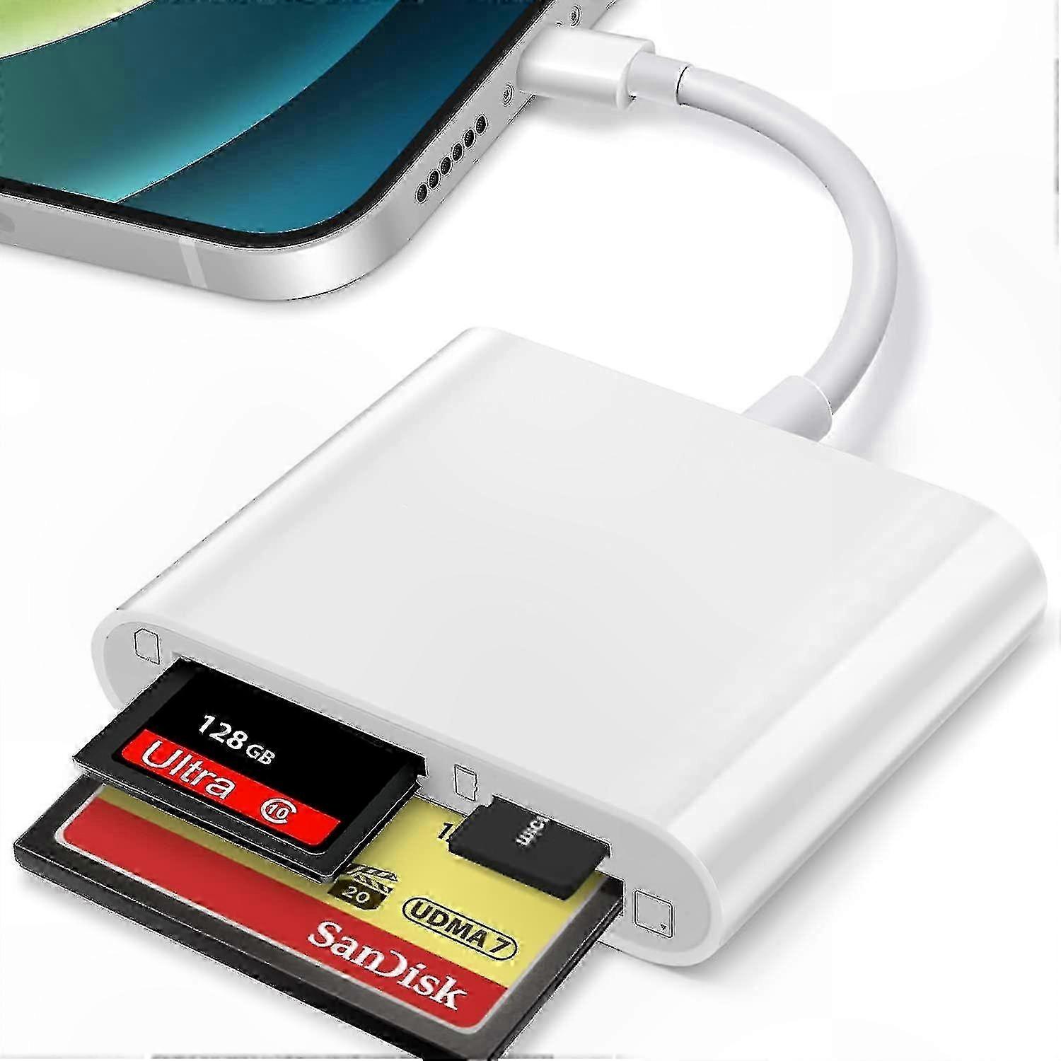 High-Speed Memory Card Reader Adapter for SD, TF, and Lightning Devices