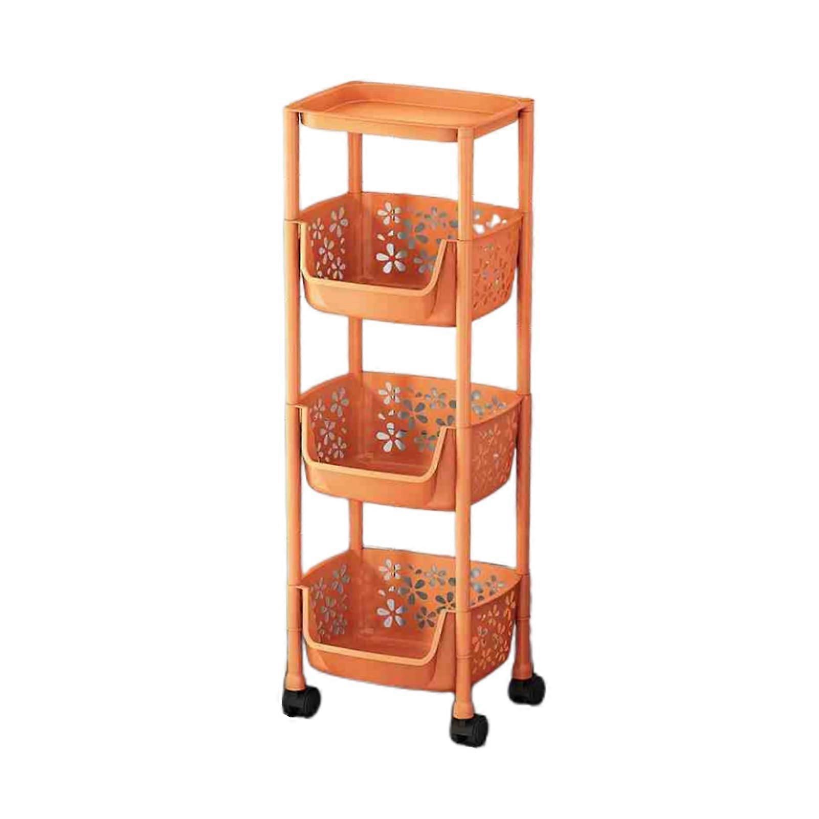 Rolling Storage Cart with Adjustable MultiLayer Mesh Baskets for Kitchen Bathroom and Office