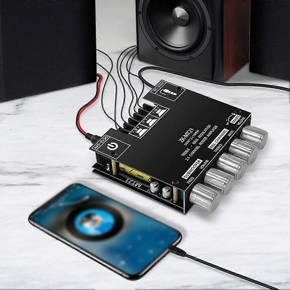 2.1 Channel Bluetooth 5.0 Power Amplifier Module  Power Subwoofer with Bass Treble Control