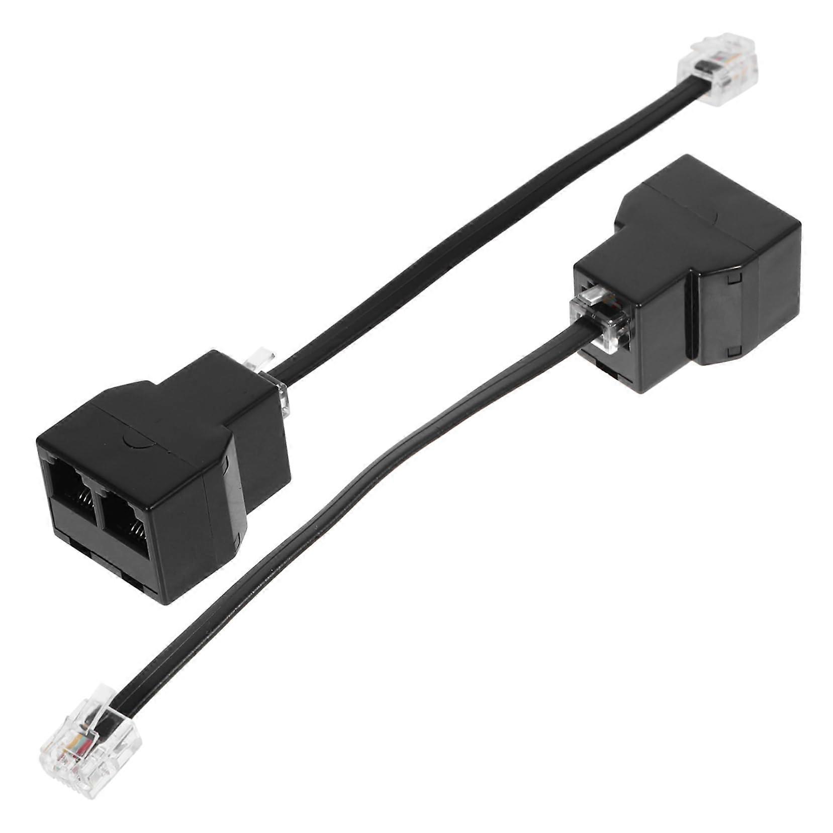 Telephone Splitter Detachable Adapter Phone Cable Connector For Dual Device Connections Compact Portable Design 2Pack