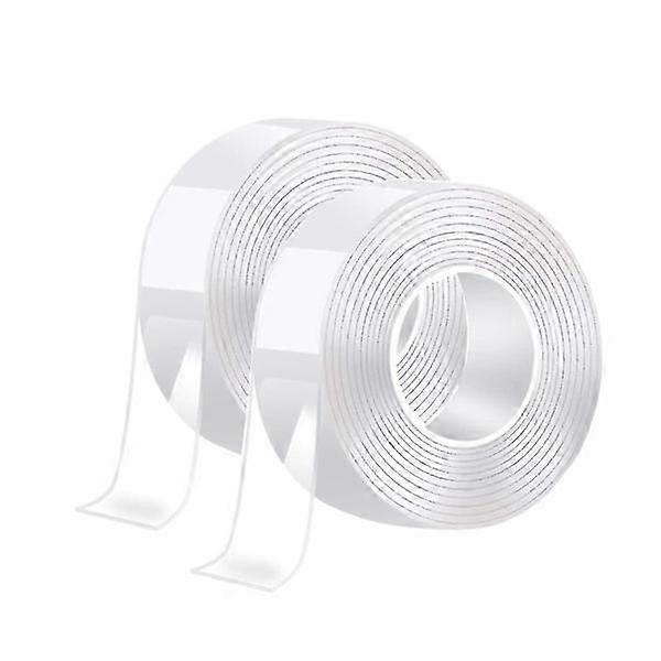 2 Rolls Nano Double Sided Tape, Reusable Washable Removable Transparent Tape