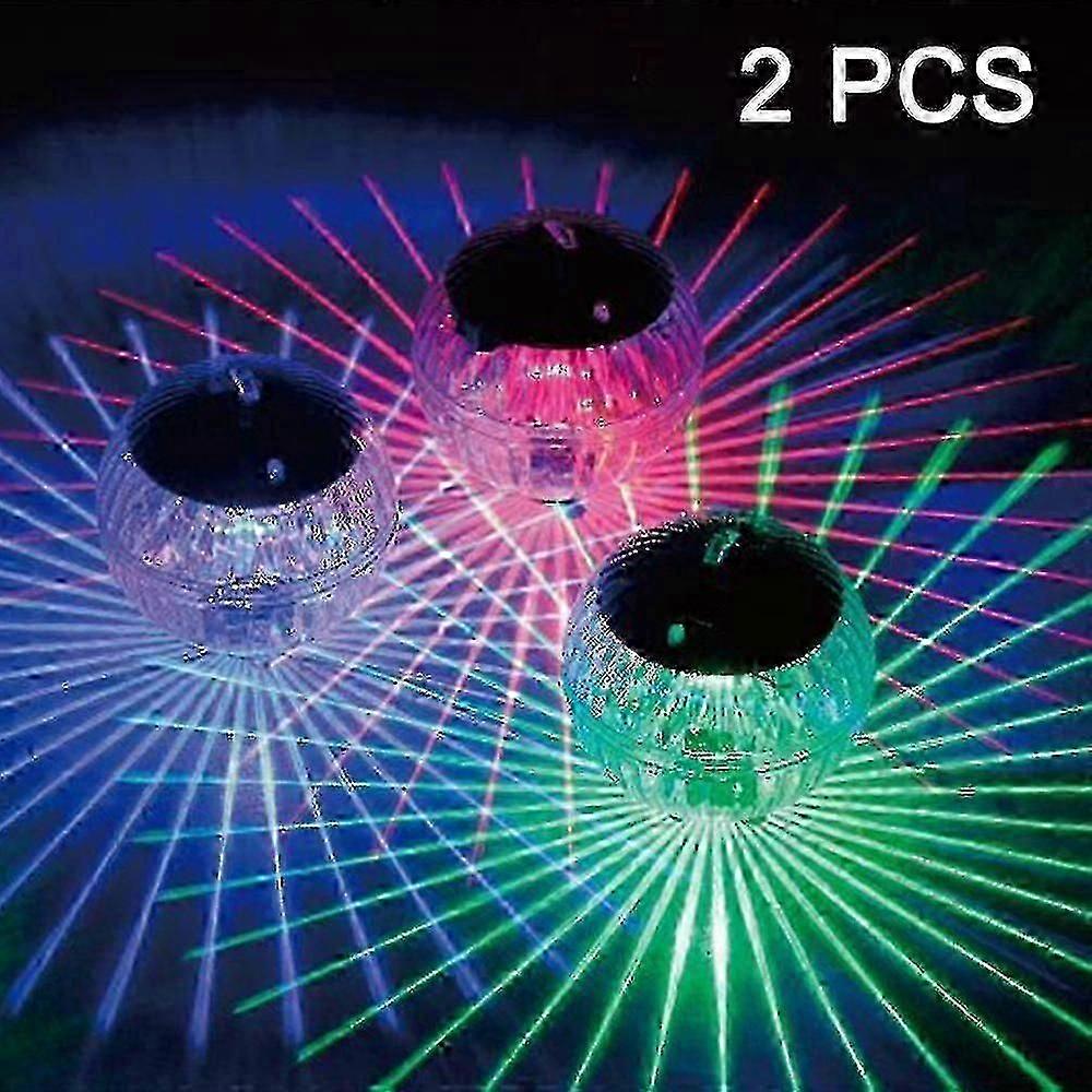 Solar Powered Floating Pool Lights - 2 Pcs Inflatable Waterproof Globe with Changing LED Color Night Light