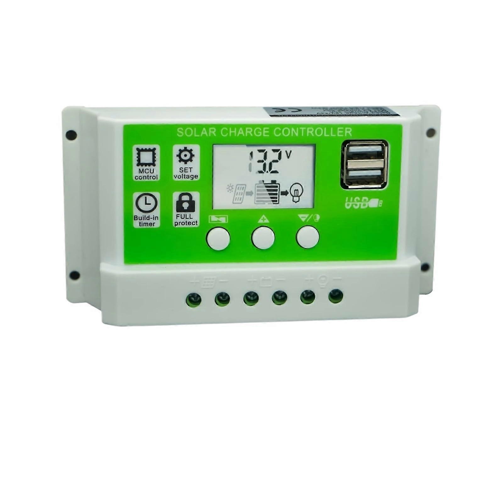 30A PWM Solar Charge Controller 12V 24V with LCD Display and Electrical Protection for RV Home