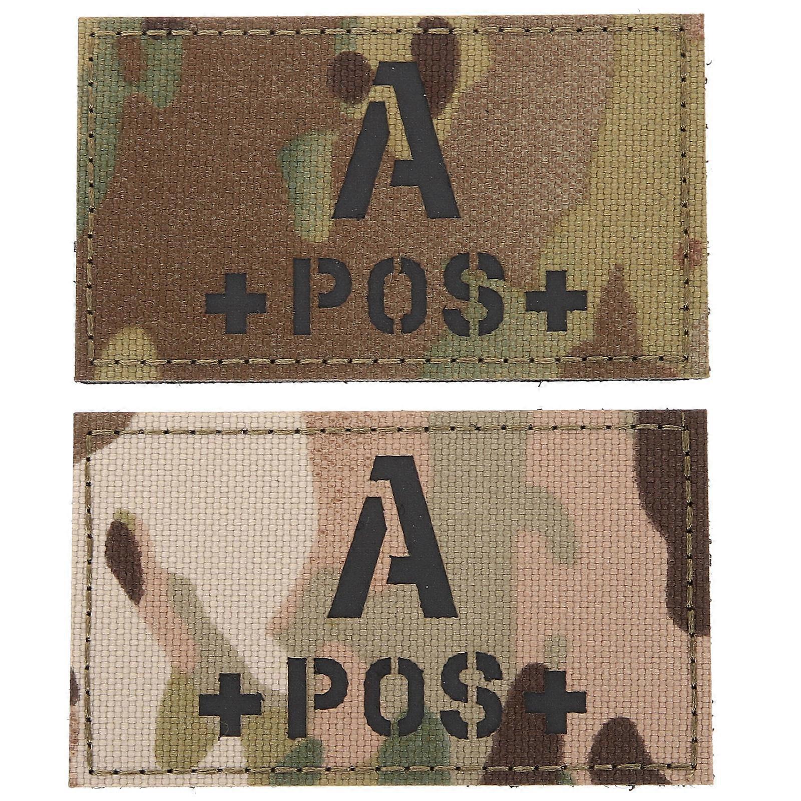 Camouflage Blood Type Patch for Decoration 2Pcs Reflective Nylon Badge