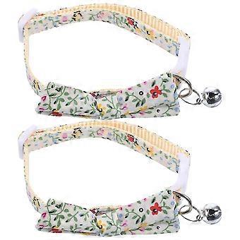 Haustierhalsband 2er-Set verstellbares Katzenhalsband mit Glöckchen und niedlicher Fliege