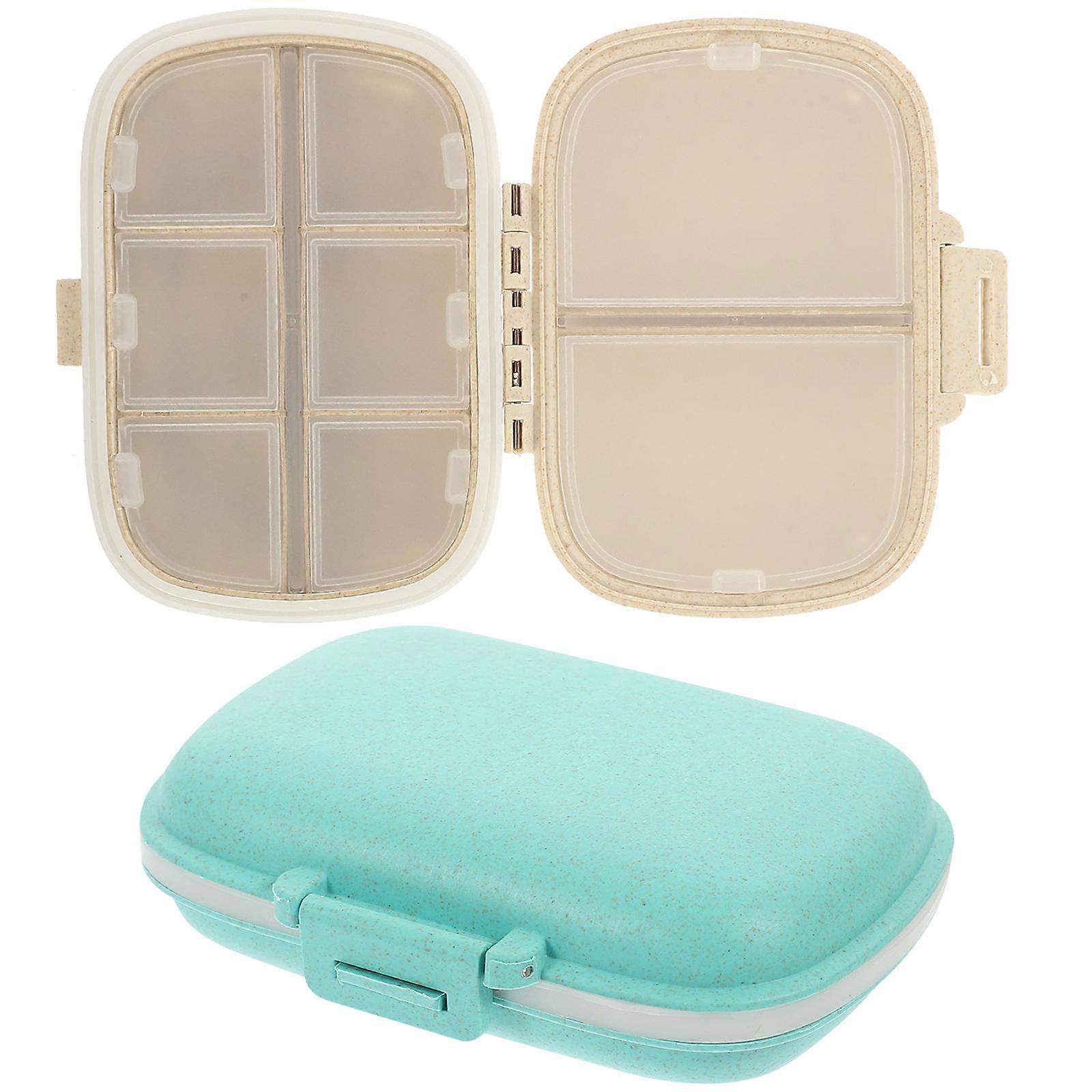 Portable Pills Organizer 2Pcs Double Layer Pills Box with 8 Compartments