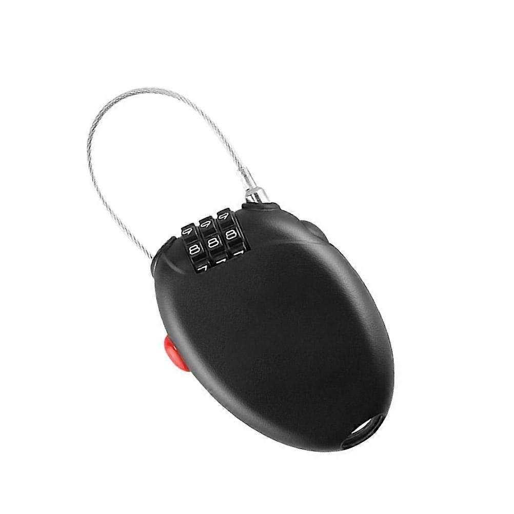 Steel Cable Lock Mini 3 Digit Password Lock for Safety Use Black