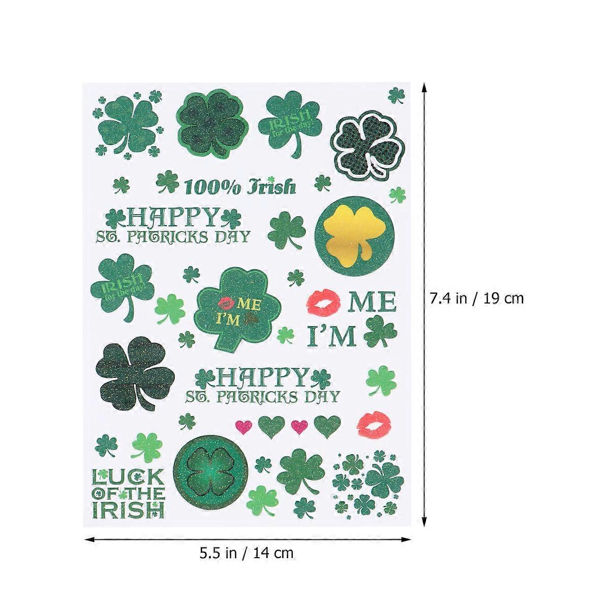 St. Patrick's Day Stickers Shamrock for Decoration 3 Sheets