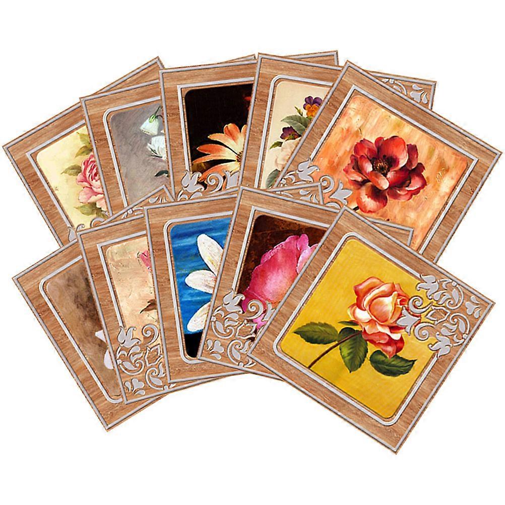 Peel and Stick Tile Decals PVC for Decoration 10Pcs Assorted Color Square Pattern