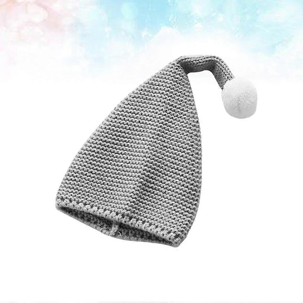 Stickad julmössa för barn, varm grå pompom