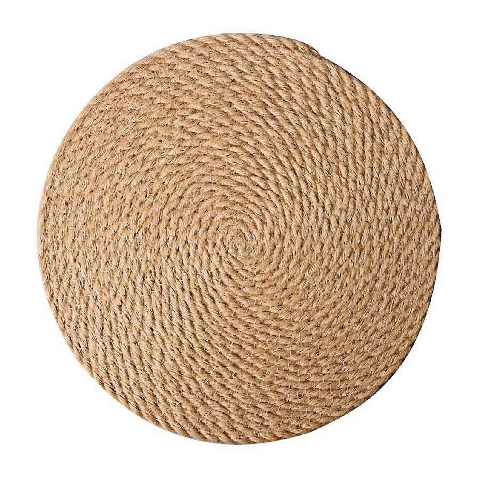 Round Braided Jute Placemats Heat Resistant Rustic Table Mats for Dining and Kitchen