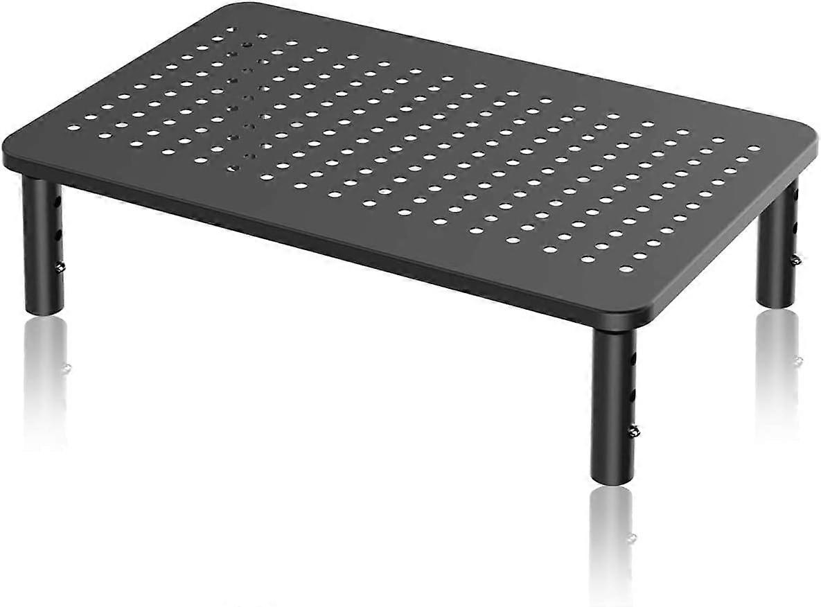 Monitor Stand Riser with Height Adjustable Metal Frame, Vented Platform for Laptop, Printer, Black