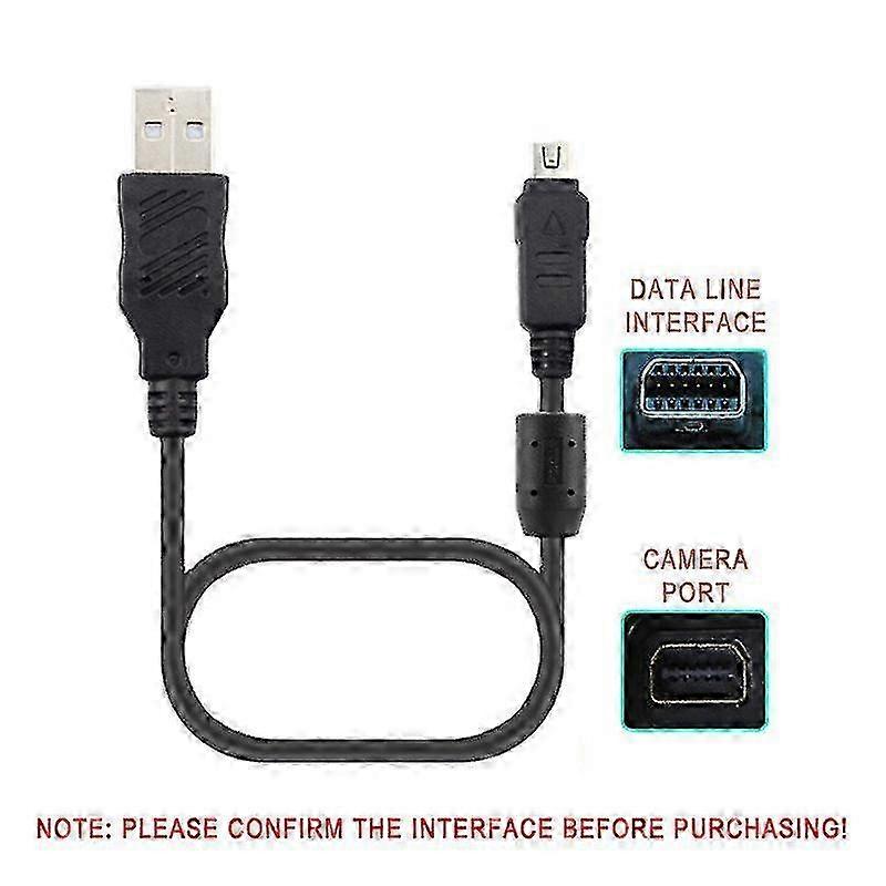 USB 12P cable for Olympus cameras - 1.5 meter black data cable compatible with CB-USB5 CB-USB6
