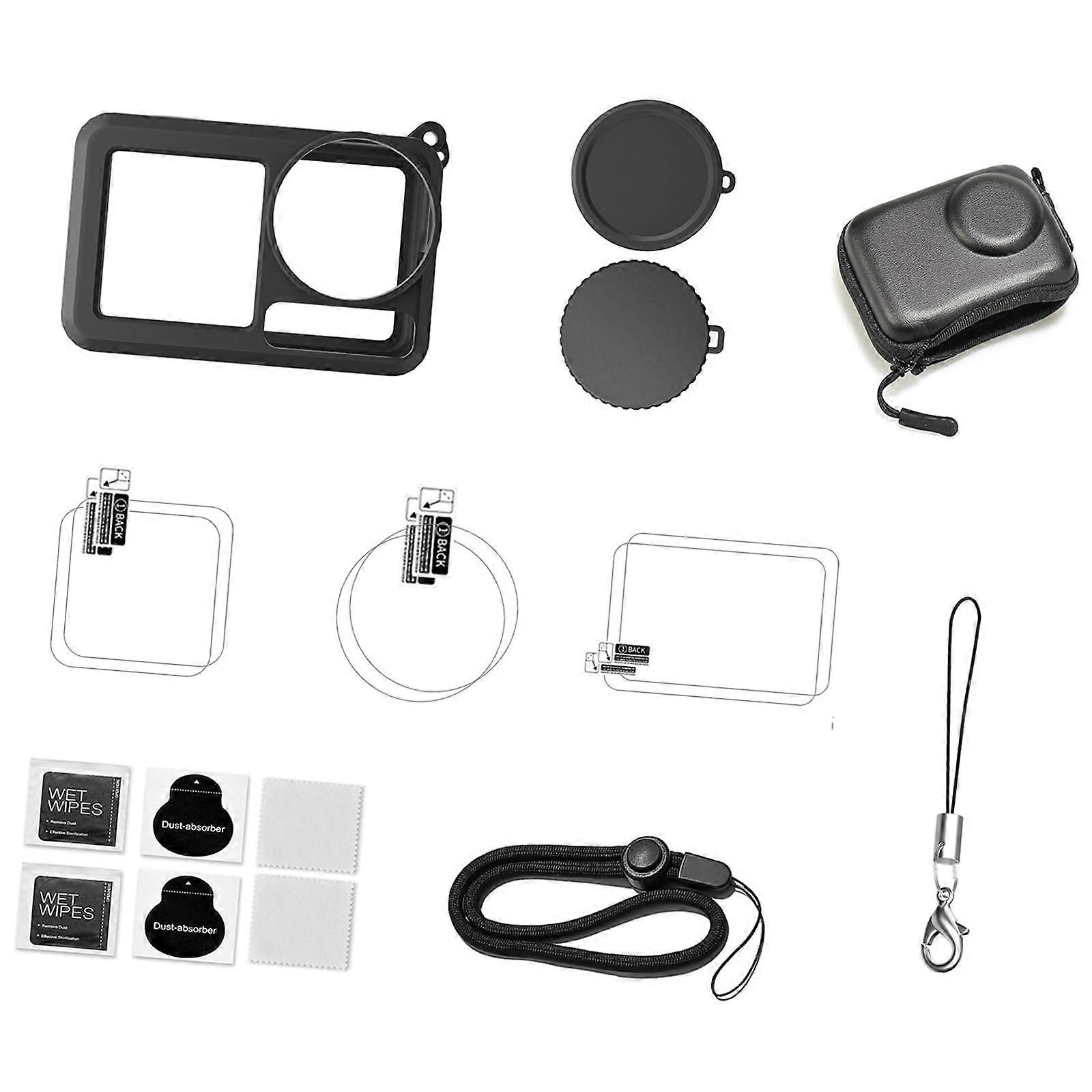 Shockproof Silicone Protective Case with 9H Glass Screen Protector and Dustproof Covers for Action 5pro