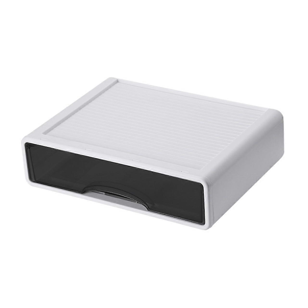 Plastic Desk Organizer with Stackable Storage Drawers for Office Dorm Cosmetics and Stationery White