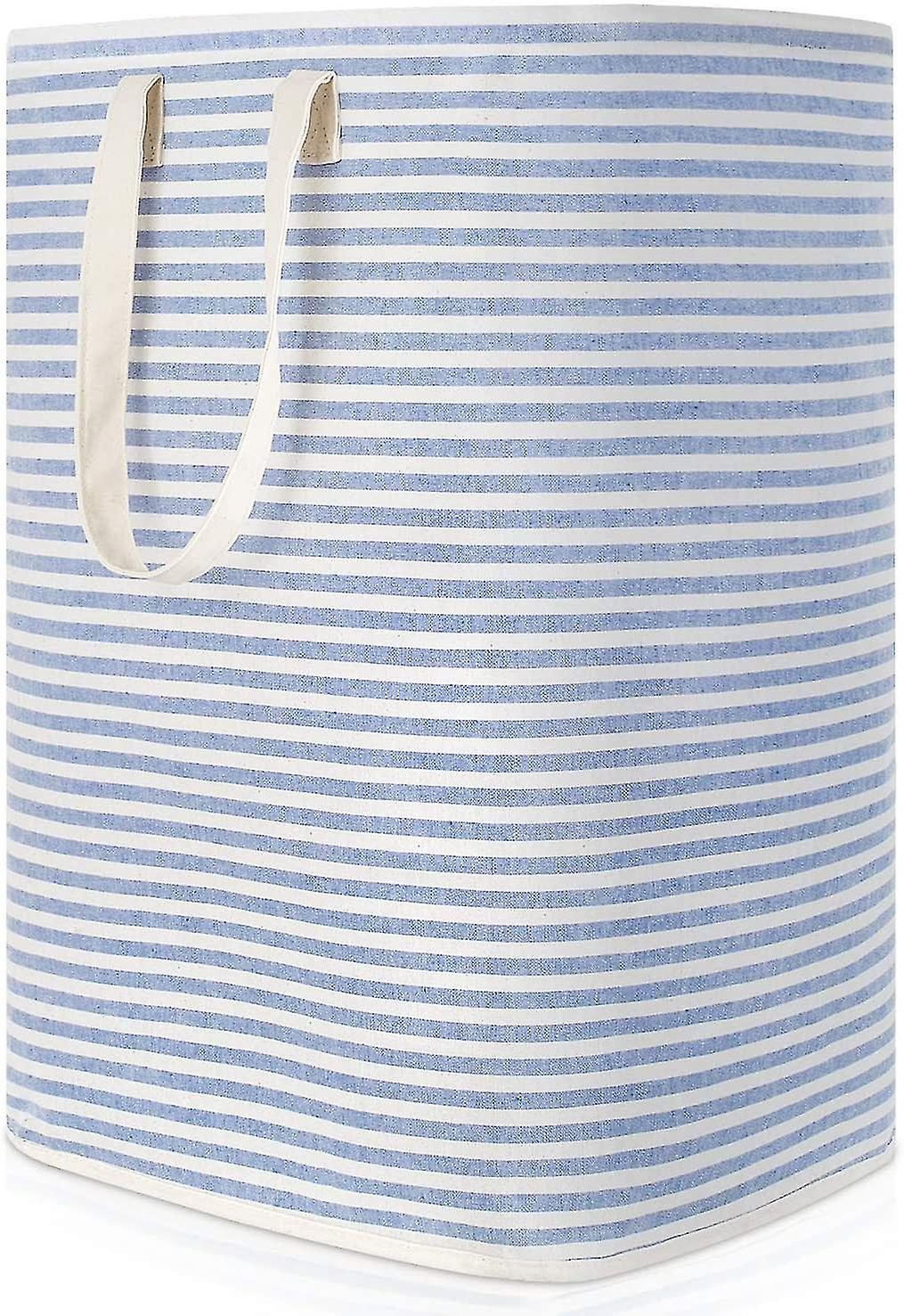 72l Waterproof Collapsible Fabric Dirty Laundry Hamper With Large Capacity, Blue