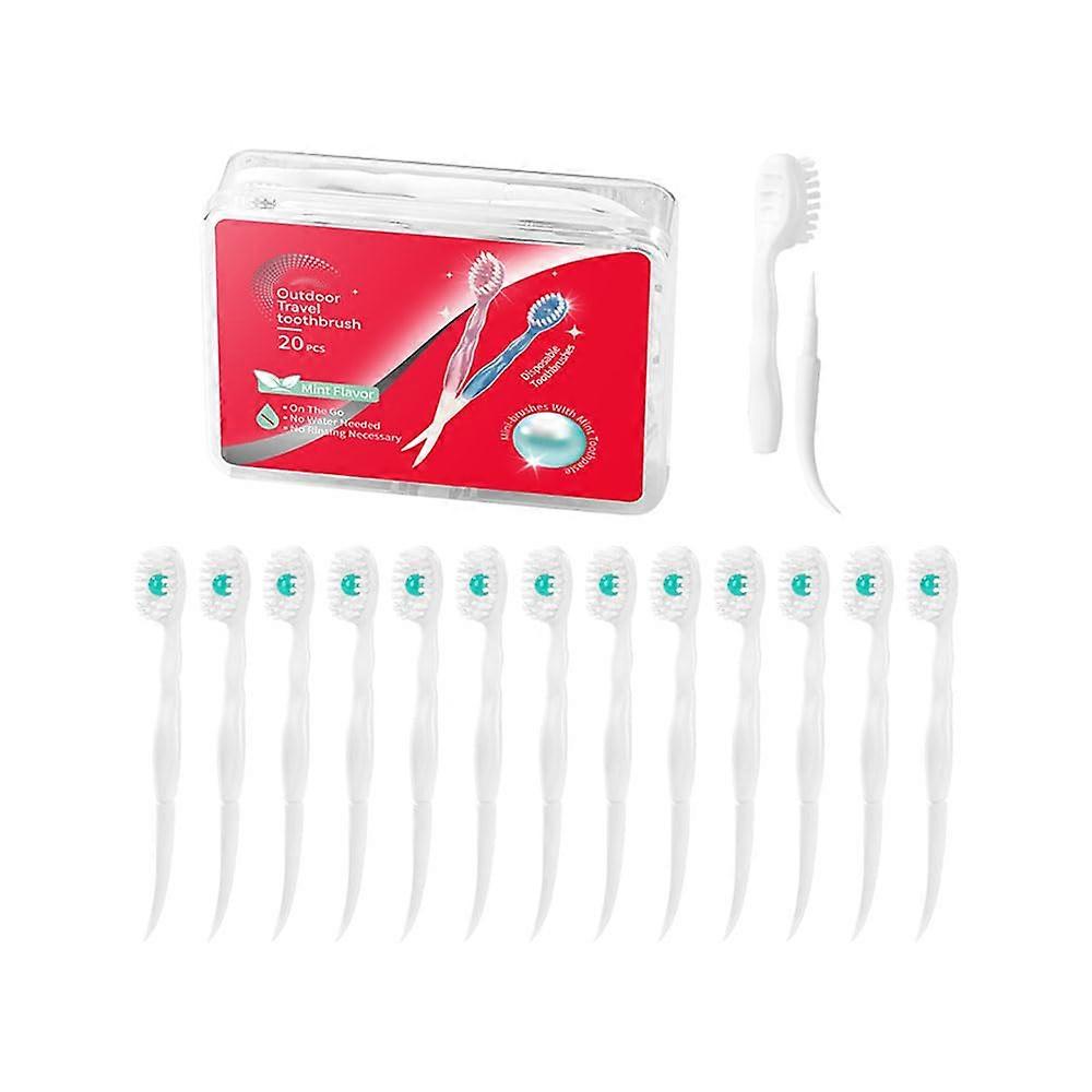 Disposable Toothbrushes with Toothpaste, Peppermint Travel Pack, Bulk 20 Count for Work and Camping