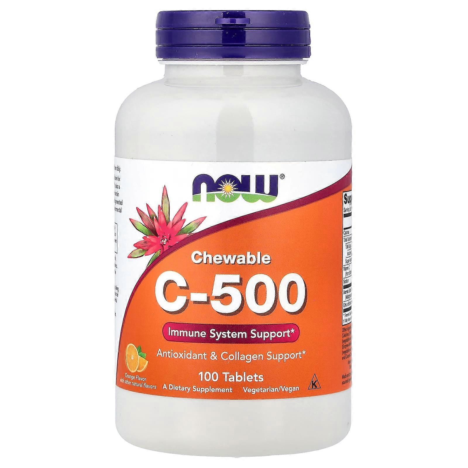 NOW Foods, Chewable C-500, Orange Juice Flavor, 100 Tablets