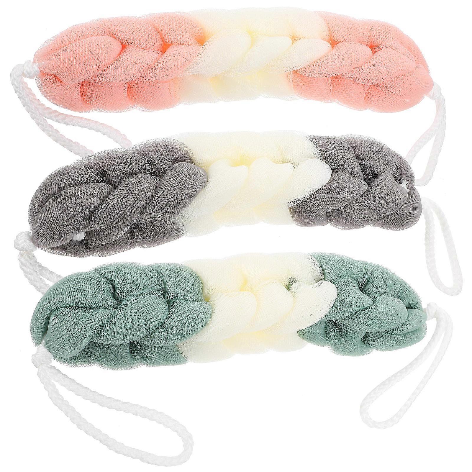 Assorted Color Long Exfoliating Shower Sponge for Bathroom Use 3Pcs