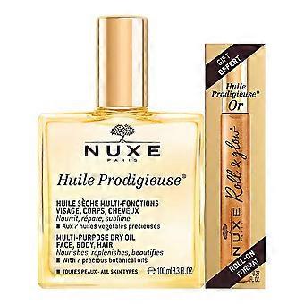 Set Nuxe: Huile Prodigieuse Or Multi-Purpose Body Oil For Body Face & Hair 100 ml + Huile Prodigieuse Or Multi-Purpose Nourishing Roll-On Body Oil 8 ml